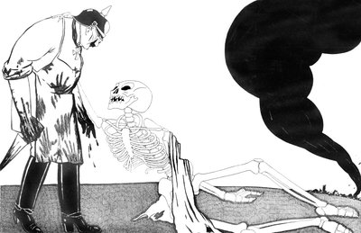 1916年4月13日、疲れ果てているカイザーウィルヘルムの代わりに交代するように懇願する死 作： Paul Iribe